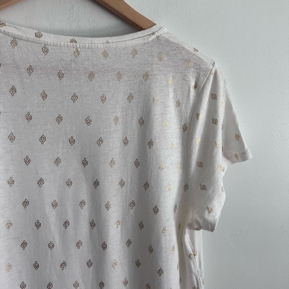 Garnet Hill White Gold Linen Modal Blend Top - Picture 6 of 7